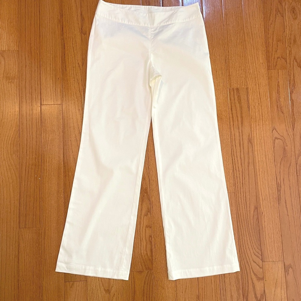 Lilly Pulitzer Pants Womens 12 White Cotton Stretch Wide Leg Coastal Chic Preppy